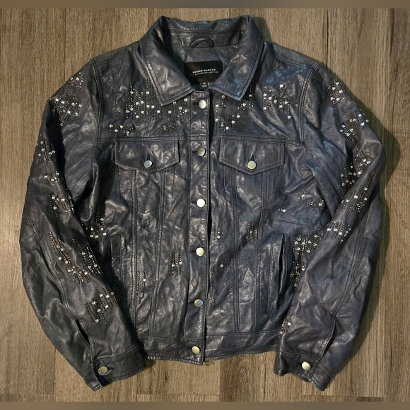 Neiman Marcus The Leather Collection Crystal Studded Leather